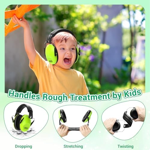 Dr.meter Noise Cancelling Headphones For Kids 2PACK, 27.4SNR Toddler Ear Protection Ear Muffs for Kid Hearing Protection, Noise Reduction in Monster Jam, Concerts, Fireworks, Autism Green & Blue - Image 7
