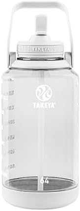 Takeya 885395541426 Tritan Bottle, Straw Lid and Extra Large Carry Handle Cloud White 64oz