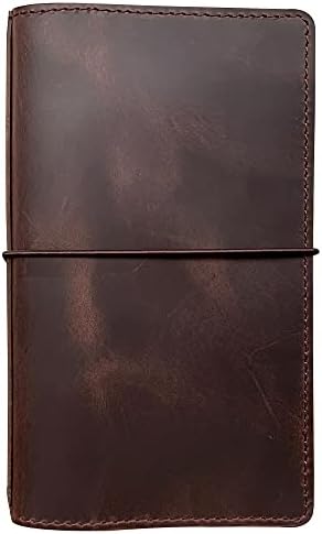 newestor Travelers Notebook Cover with Inner Pockets, Card Slots and Pen Holder, Standard Size, Dark Brown