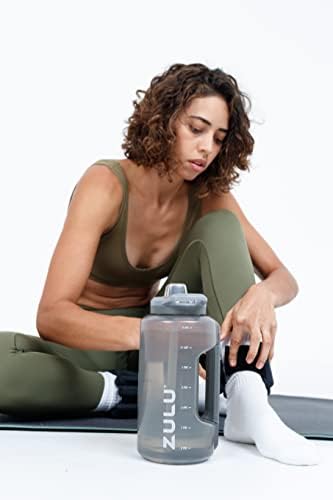 ZULU Goals Large Water Bottle Jug with Time Marker & Handle for All Day Hydration | Silicone Soft Straw with Locking Leak-Proof Lid | For Gym, Camping, Workout, and Outdoors | BPA-Free | 64oz, 128oz - Image 2