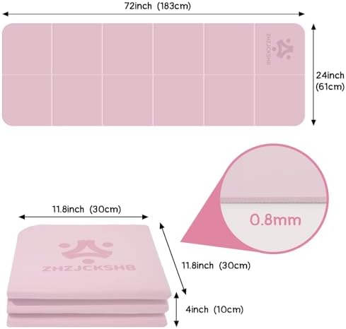 Foldable Yoga Mat for Travel -72''x24'' Portable 6mm/8mm Thick Fitness&Exercise Mat with Storage Bag, Non-Slip TPE Folding Workout Mat for Yoga, Pilates, Stretching, Home Fitness - Image 3