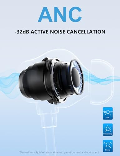 Active Noise Cancelling Headphones, Wireless V5.3 Bluetooth Headphones with 3 AI Mics ENC, In-ear Magnetic Neckband Earbuds 60Hrs Playtime, IPX6 Sweatproof ANC Earphones for Travel Home Office - Image 2
