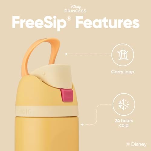 Owala Disney Princess FreeSip Insulated Stainless Steel Water Bottle with Straw for Sports and Travel, BPA-Free Sports Water Bottle, 24 oz, Belle - Image 3