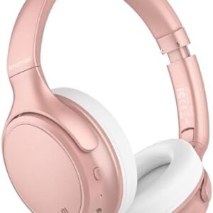 INFURTURE H1 Plus Doubly Fed Hybrid Active Noise Cancelling Headphones with EQ Mode，Wireless Over Ear Bluetooth Headphones with 4 Microphone, 90H Playtime,Lightweight for Home Travel Office(Pink)