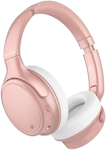 INFURTURE H1 Plus Doubly Fed Hybrid Active Noise Cancelling Headphones with EQ Mode,Wireless Over Ear Bluetooth Headphones with 4 Microphone, 90H Playtime,Lightweight for Home Travel Office(Pink)