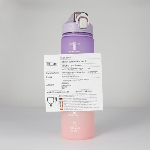 Motivational Water Bottle with Time Marker- 32oz Water Bottles with Times to Drink, Leakproof & BPA Free Sports Water Bottle with Straw & Carry Strap for Fitness, Gym, and Outdoor Sports - Image 8