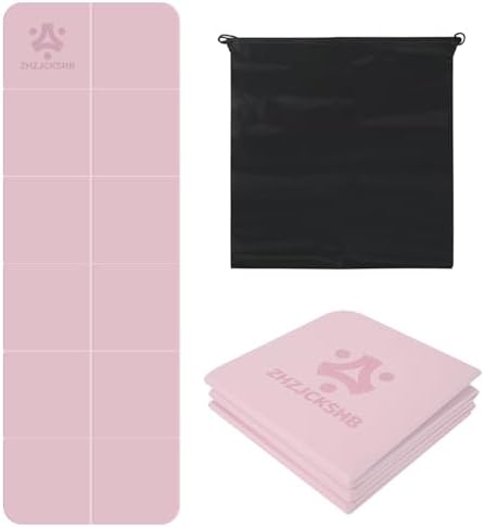 Foldable Yoga Mat for Travel -72''x24'' Portable 6mm/8mm Thick Fitness&Exercise Mat with Storage Bag, Non-Slip TPE Folding Workout Mat for Yoga, Pilates, Stretching, Home Fitness