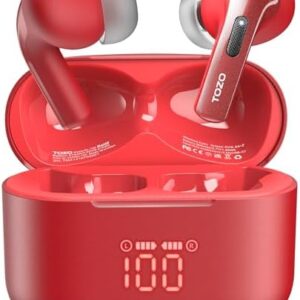 TOZO T20 Wireless Earbuds Bluetooth Headphones 48.5 Hrs Playtime with LED Digital Display, IPX8 Waterproof, Dual Mic Call Noise Cancelling 10mm Broad Range Speakers with Wireless Charging Case
