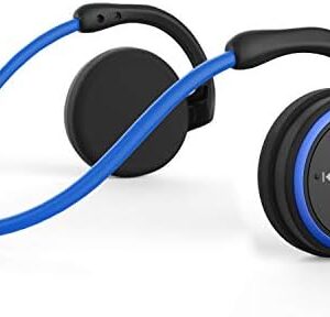 Small Bluetooth Headphones Wrap Around Head - Sports Wireless Headset with Built in Microphone and Crystal-Clear Sound, Foldable and Carried in The Purse, and 12-Hour Battery Life, Blue