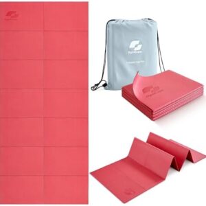 Foldable Yoga Mat for Travel, 68"x24" Folding Travel Gym Mat for Women Yoga Studio, Packable and Portable Pilates Mat with Storage Bag Easy to Carry, Lightweight Travel Workout Mat, 2mm/4mm