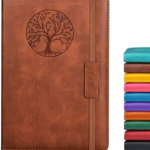 Lined Journal Notebook for Women Men,256 Pages A5 Hardcover Leather Journals for Writing,Travel,Business,Work & School,College Ruled Notebooks for Note Taking,Diary Notepad 5.7"×8.3"(Brown)