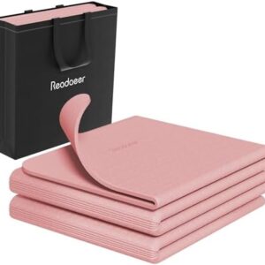 Readaeer Foldable Yoga Mat for Travel Folding Yoga Mat 6mm Thick with Carrying Bag, Non-Slip TPE Exercise Pilates Mat for 72" L x 24" W x 0.24 Inch