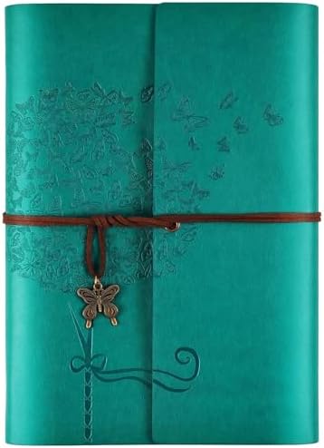 OMEYA Leather Journal Notebook, Refillable Writing Journal Diary Planner,Gifts For Women,Men, Girls, Sister, Friends (Blue, A5-9.3''×6.3'')