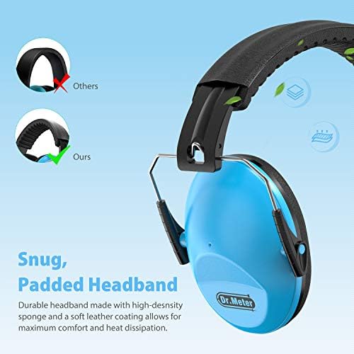 Dr.meter Noise Cancelling Headphones For Kids 2PACK, 27.4SNR Toddler Ear Protection Ear Muffs for Kid Hearing Protection, Noise Reduction in Monster Jam, Concerts, Fireworks, Autism Green & Blue - Image 5