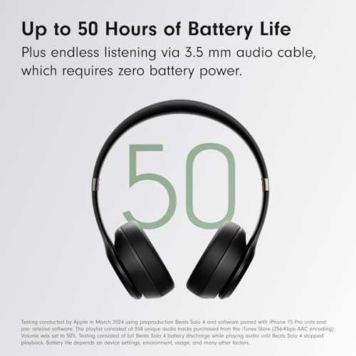 Beats Solo 4 - Wireless Bluetooth On-Ear Headphones, Apple & Android Compatible, Up to 50 Hours of Battery Life - Matte Black - Image 4