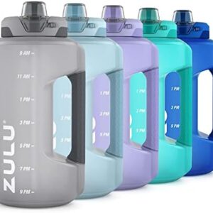 ZULU Goals Large Water Bottle Jug with Time Marker & Handle for All Day Hydration | Silicone Soft Straw with Locking Leak-Proof Lid | For Gym, Camping, Workout, and Outdoors | BPA-Free | 64oz, 128oz