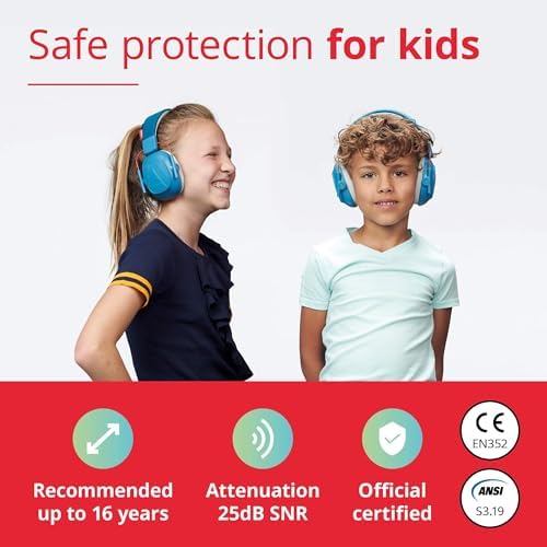 Alpine Muffy Kids - Hearing Protection - CE & ANSI Certified - Adjustable for Ages 3-16 years - Noise Cancelling Headphones - 25dB Sound Reduction Ideal for Protection and Concentration Aid - Blue - Image 2