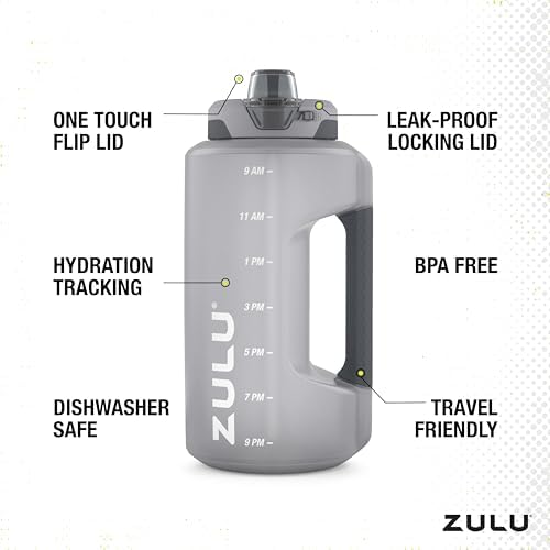 ZULU Goals Large Water Bottle Jug with Time Marker & Handle for All Day Hydration | Silicone Soft Straw with Locking Leak-Proof Lid | For Gym, Camping, Workout, and Outdoors | BPA-Free | 64oz, 128oz - Image 3