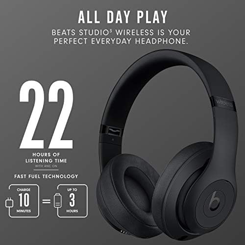 Beats Studio3 Wireless Noise Cancelling Over-Ear Headphones - Apple W1 Headphone Chip, Class 1 Bluetooth, 22 Hours of Listening Time, Built-in Microphone - Matte Black - Image 5