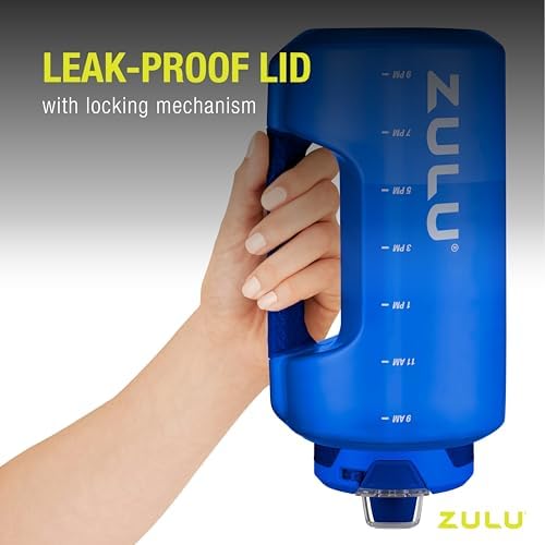 ZULU Goals Large Water Bottle Jug with Time Marker & Handle for All Day Hydration | Silicone Soft Straw with Locking Leak-Proof Lid | For Gym, Camping, Workout, and Outdoors | BPA-Free | 64oz, 128oz - Image 6
