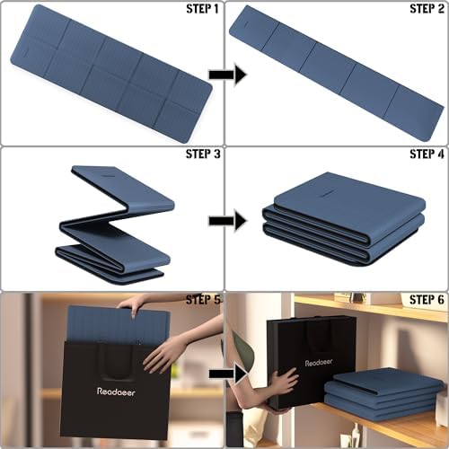 Readaeer Foldable Yoga Mat for Travel Folding Yoga Mat 6mm Thick with Carrying Bag, Non-Slip TPE Exercise Pilates Mat for 72" L x 24" W x 0.24 Inch - Image 5