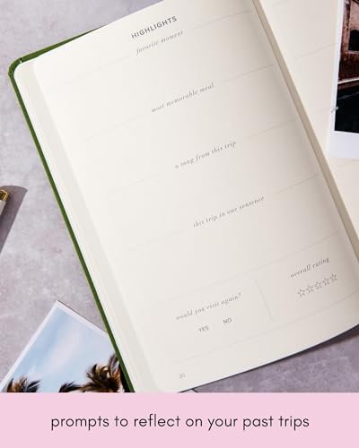 Kunitsa Co. Travel Journal - Guided Notebook for Travelers to Plan & Reflect on Vacations & Trips. Keepsake Travel Gift, Basil Green - Image 4