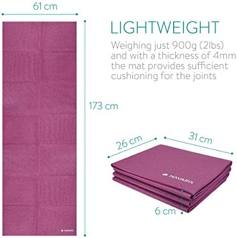Navaris Foldable Yoga Mat for Travel - 1/8 inch (4mm) Thick Exercise Mat for Yoga, Pilates, Workout, Gym, Fitness - Non-Slip Folding Thin Portable Mat - Image 4