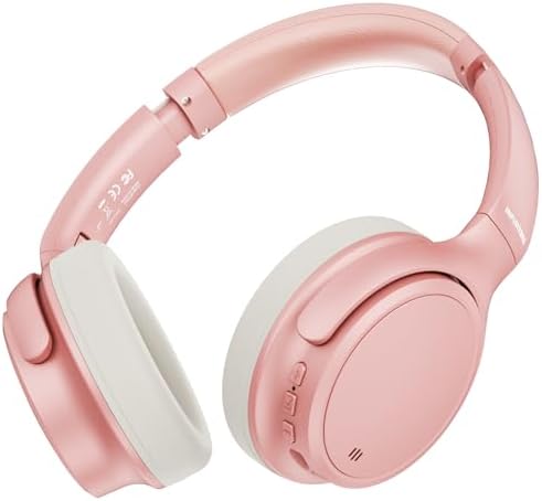 INFURTURE H1 Plus Doubly Fed Hybrid Active Noise Cancelling Headphones with EQ Mode,Wireless Over Ear Bluetooth Headphones with 4 Microphone, 90H Playtime,Lightweight for Home Travel Office(Pink) - Image 8