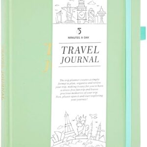Travel Journal for Women, Adventure Book for 20 Trips, Travelling Planner Notebook Diary for Traveler, Vocation Planner, Travel Gifts(126 Pages, Light Green)