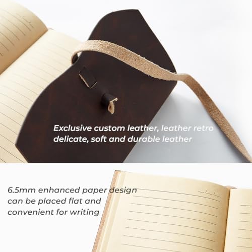 Leather Journal Notebook - Genuine Leather Journals for Writing 260 Pages 5x7.1 Inches Vintage Journal For Man and Women Gifts For Man Artist,Travel Journal,Brown - Image 4