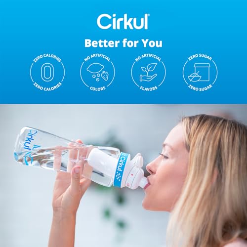Cirkul 22oz. BPA-Free Plastic Water Bottle Starter Kit with Blue Lid, 2 Flavor Cartridges (1 LifeSip Fruit Punch, 1 FitSip Mixed Berry) Zero Calories and No Sugar - Image 7
