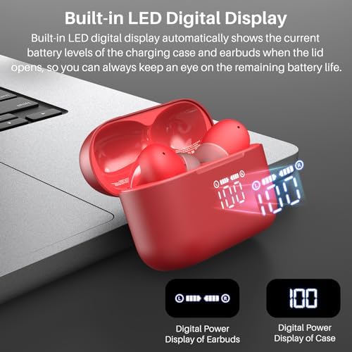 TOZO T20 Wireless Earbuds Bluetooth Headphones 48.5 Hrs Playtime with LED Digital Display, IPX8 Waterproof, Dual Mic Call Noise Cancelling 10mm Broad Range Speakers with Wireless Charging Case - Image 2