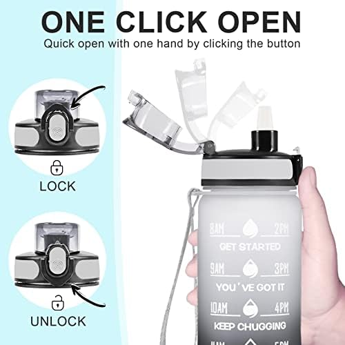 Enerbone Water Bottle, Leakproof BPA & Toxic Free, Motivational Water Bottle with Times to Drink and Straw, Fitness Sports Water Bottle with Strap for Office, Gym, Outdoor Sports - Image 4