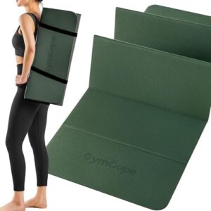Foldable Travel Yoga Mat – 72"x24"x1/4" Lightweight & Non-Slip with Carry Strap, Portable Pilates Mat for Stretching, Meditation, Home Workouts, Outdoor Use & Business Trips