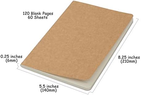3 Pack Travel Journal Notebook for Travelers or School - Kraft Brown Soft Cover - 5.5” x 8.25” - 120 Blank Pages with60 Sheets - Image 3