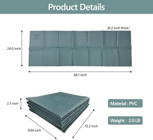 4mm Thick Yoga Mat - Foldable Pilates Mat for Travel, Easy to Carry to Class, Beach & Park - Tear-Resistant, Lightweight for Picnics - Forest Green - Image 7