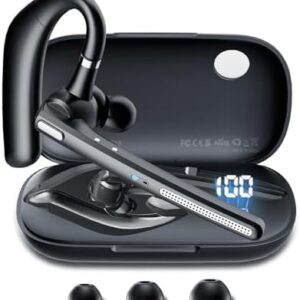Bluetooth Headset V5.3, Wireless Earpiece with 500mAh Charging Case Hand-Free Headphones Noise Canceling Mic for Office/Driving/Business