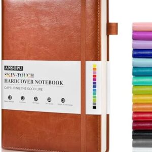 Lined Journal Notebook for Writing, A5 100 GSM Thick Paper, Leather Hardcover Journal for Woman Men, Travel Journal Diary 160 Pages(5.75'' X 8.38''Brown)