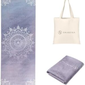 Travel Yoga Mat, Non Slip Exercise Suede Mat with Carry Bag, All-Purpose Fitness Mat with High Density Anti-Tear Surface for Women, Ideal for Pilates Workout (72'' x 26'' x 1.5mm Thick)