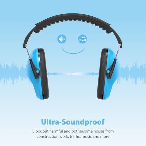 Dr.meter Noise Cancelling Headphones For Kids 2PACK, 27.4SNR Toddler Ear Protection Ear Muffs for Kid Hearing Protection, Noise Reduction in Monster Jam, Concerts, Fireworks, Autism Green & Blue - Image 6