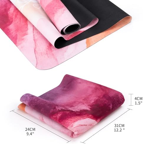 Travel Foldable Suede Yoga Mat, Tear-resistant Non-Slip Durable Fitness Mat, Tote Bag included for Yoga Pilates Exercise Workout, 0.06 Inch/1.5 mm Thick, 72 x 24 Inch/183 x 61 cm - Image 4
