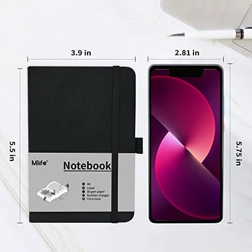 A6 Small Journal Notebook, Lined Pocket Notebook with Pen Holder, Mini Notebook Hardcover, 192 Pages, 3.9 inches * 5.5 inches Jurnal for Women and Man(1PACK Black) - Image 3