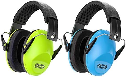 Dr.meter Noise Cancelling Headphones For Kids 2PACK, 27.4SNR Toddler Ear Protection Ear Muffs for Kid Hearing Protection, Noise Reduction in Monster Jam, Concerts, Fireworks, Autism Green & Blue