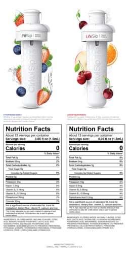Cirkul 22oz. BPA-Free Plastic Water Bottle Starter Kit with Blue Lid, 2 Flavor Cartridges (1 LifeSip Fruit Punch, 1 FitSip Mixed Berry) Zero Calories and No Sugar - Image 2