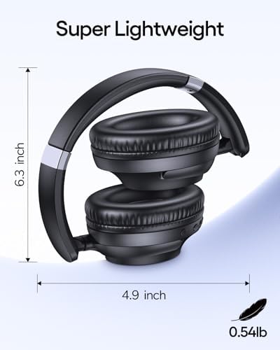 TAGRY Active Noise Cancelling Headphones 100H Playtime Wireless Over Ear Bluetooth Headphones Fast Charging Earphones with Deep Bass Comfort Light Weight Headsets for Travel Home Office PC Black - Image 6