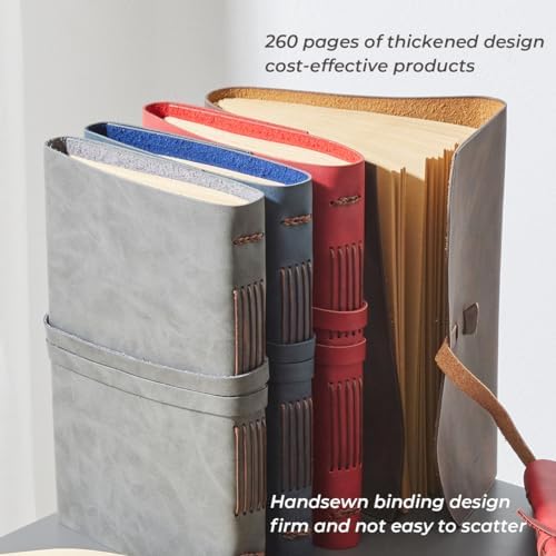 Leather Journal Notebook - Genuine Leather Journals for Writing 260 Pages 5x7.1 Inches Vintage Journal For Man and Women Gifts For Man Artist,Travel Journal,Brown - Image 5