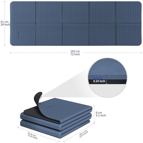 Readaeer Foldable Yoga Mat for Travel Folding Yoga Mat 6mm Thick with Carrying Bag, Non-Slip TPE Exercise Pilates Mat for 72" L x 24" W x 0.24 Inch - Image 3
