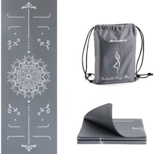 Avoalre Travel Yoga Mat Packable - Super Non Slip Foldable Fitness & Exercise Mat - Folding Lightweight Hot Yoga Mat with Carry Bag for Pilates & Floor Home Workouts (72"L x 24" & 32''W x 3mm Thick)