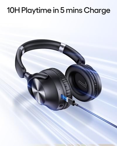 TAGRY Active Noise Cancelling Headphones 100H Playtime Wireless Over Ear Bluetooth Headphones Fast Charging Earphones with Deep Bass Comfort Light Weight Headsets for Travel Home Office PC Black - Image 5