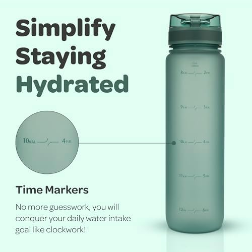 Hydracy Water Bottle with Time Marker -Large BPA Free Water Bottle & No Sweat Sleeve -Leak Proof Gym Bottle with Fruit Infuser Strainer & Times to Drink -Ideal for Fitness Sports & Outdoors - Image 9
